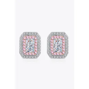 1 Carat Moissanite and Zircon Contrast Geometric Stud Earrings