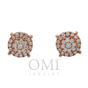 10K GOLD ROUND DIAMOND CLUSTER EARRINGS 1.04 CTW