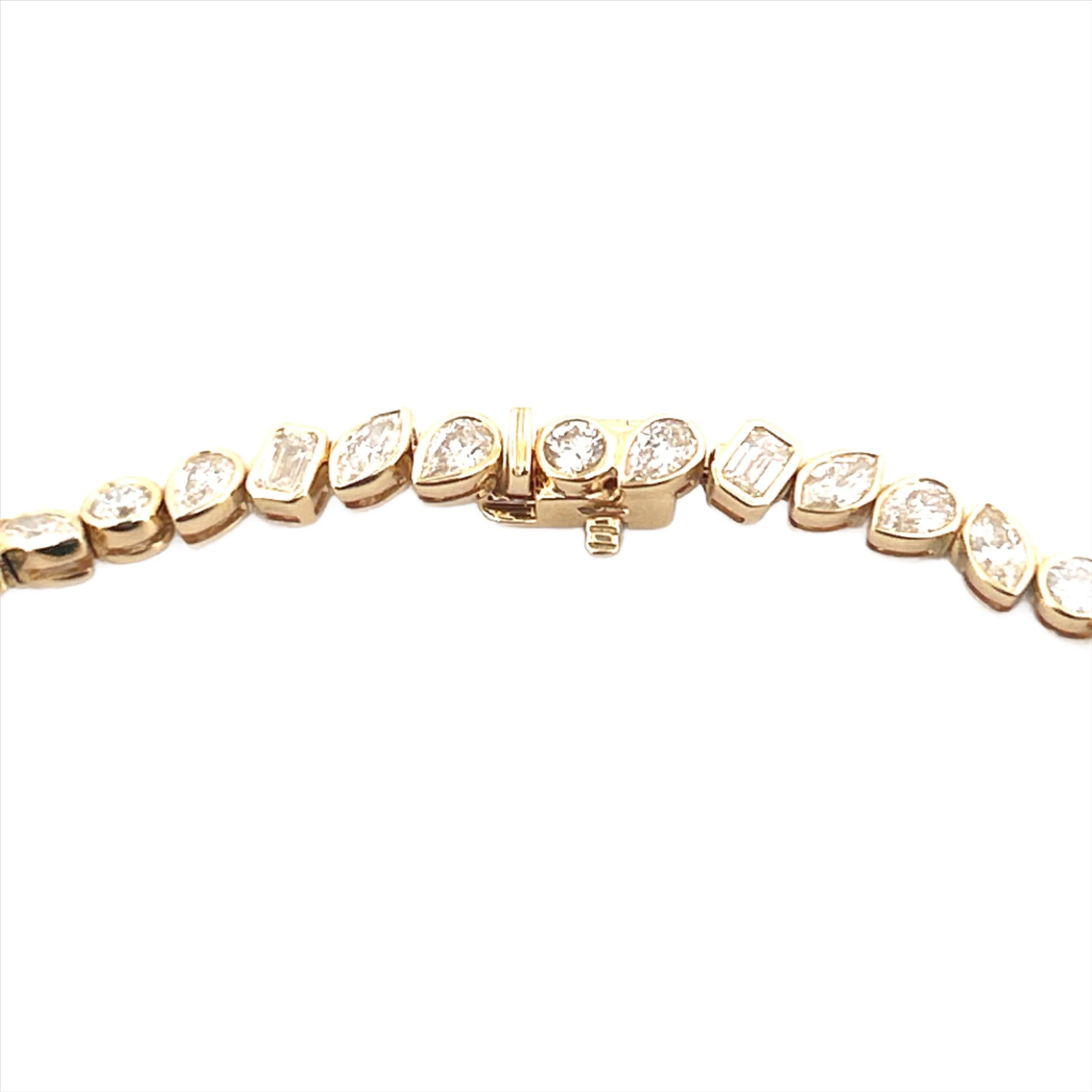 14K Gold Multi Shape Bezel Diamond Tennis Bracelet