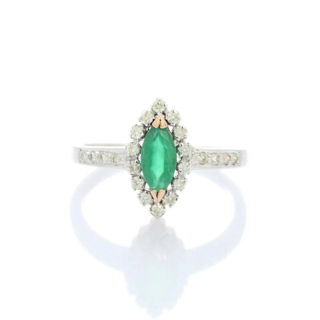 14K White Gold Emerald Ring