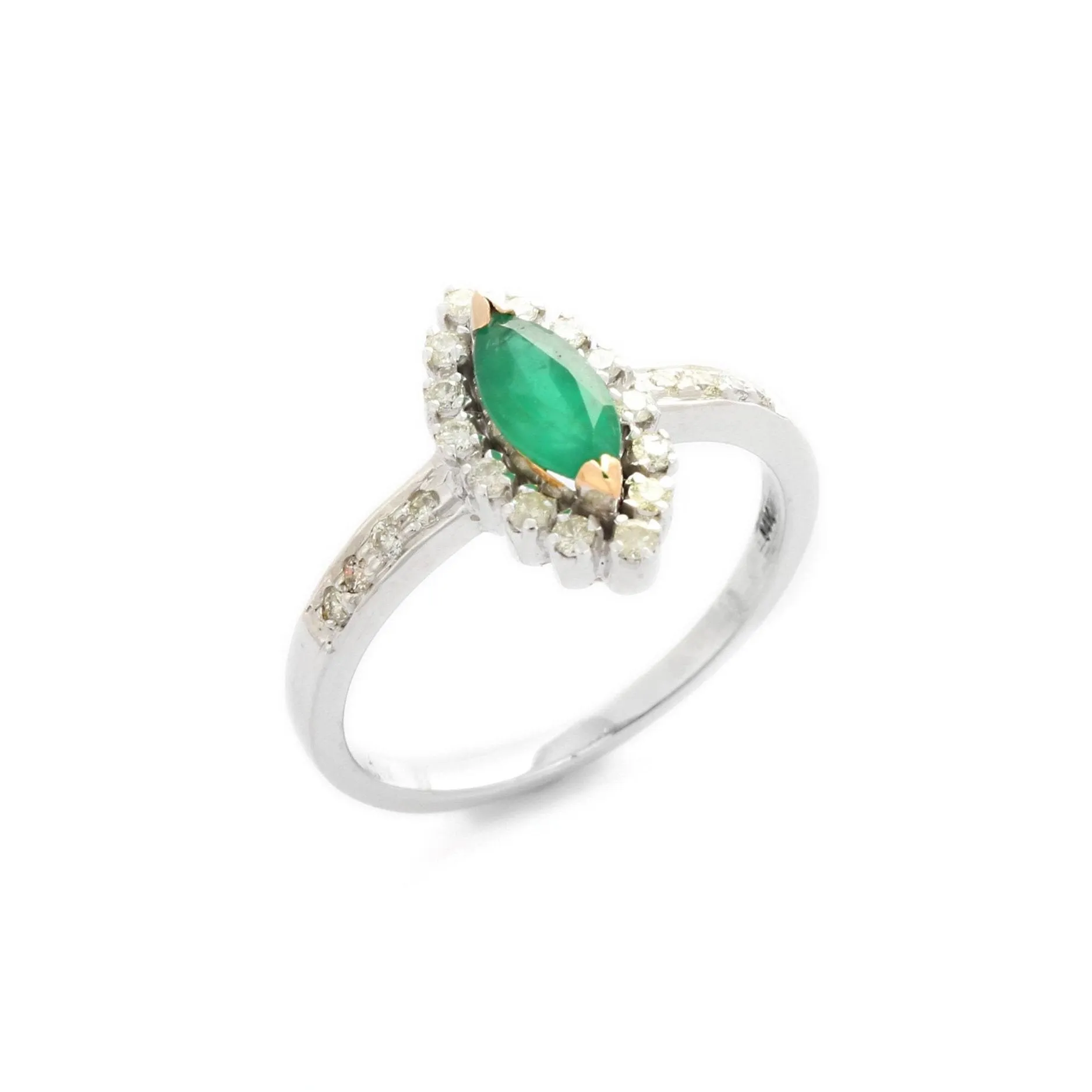 14K White Gold Emerald Ring