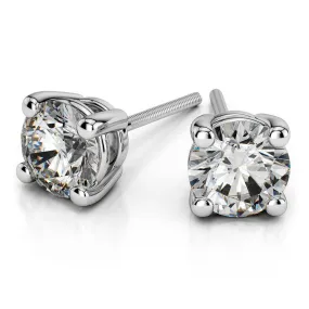 14k White Gold Round Cut Diamond Solitaire Earrings