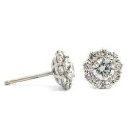 14K White Gold Round Diamond Stud Earrings