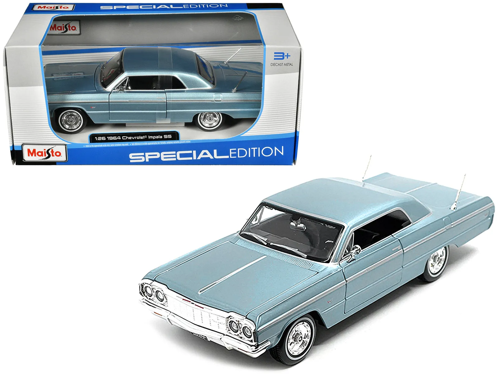 1964 Chevrolet Impala SS Blue Metallic Special Edition Series 1/26 Diecast Model Car by Maisto