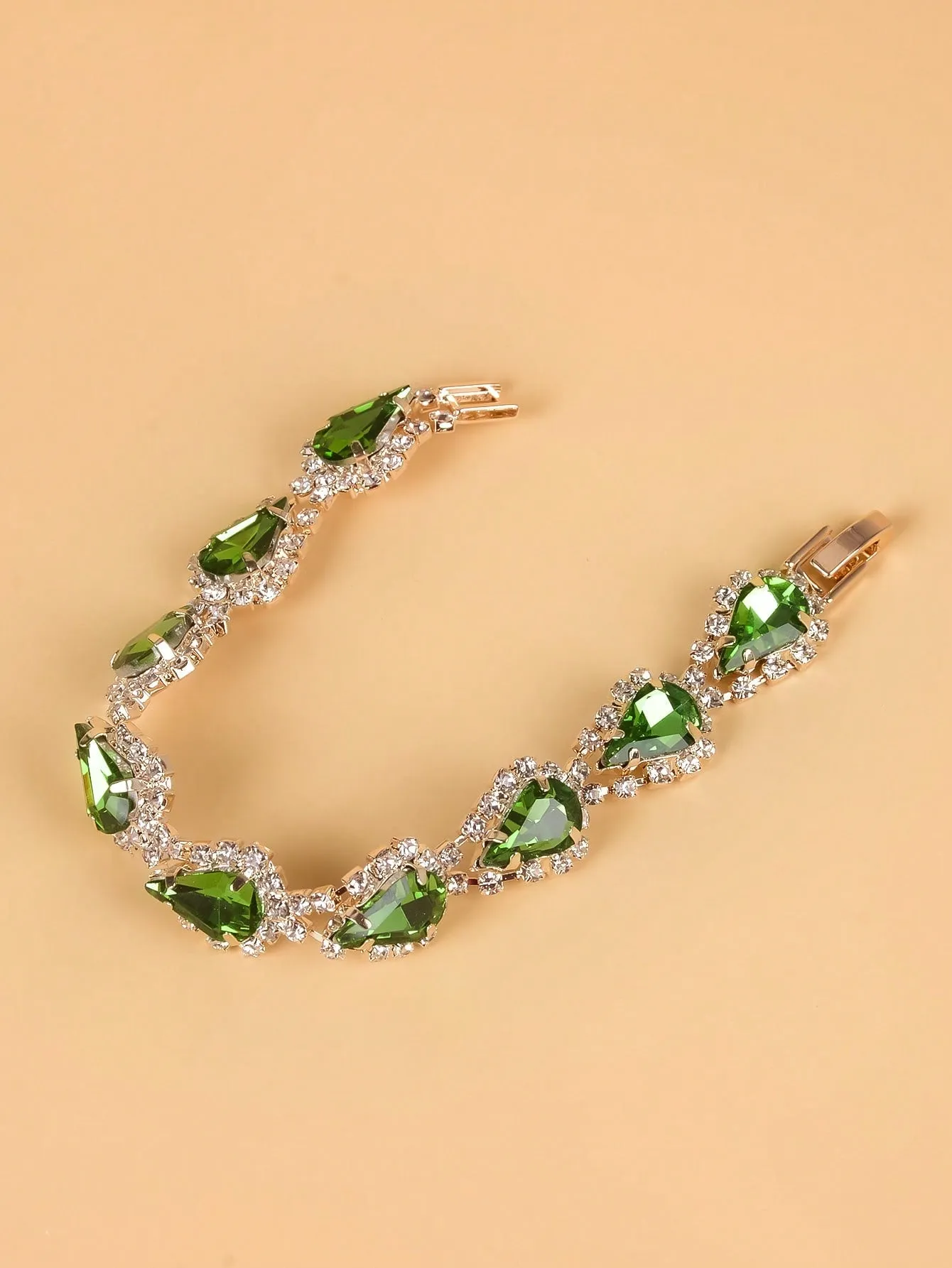 1pc Glamorous Copper Rhinestone Decor Chain Bracelet For Women For Party Decoration