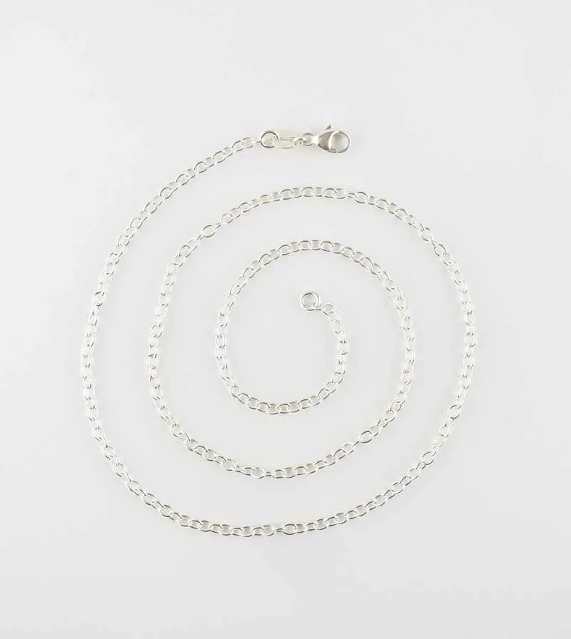 2.3 mm Simple Cable Chain, Unplated Sterling Silver