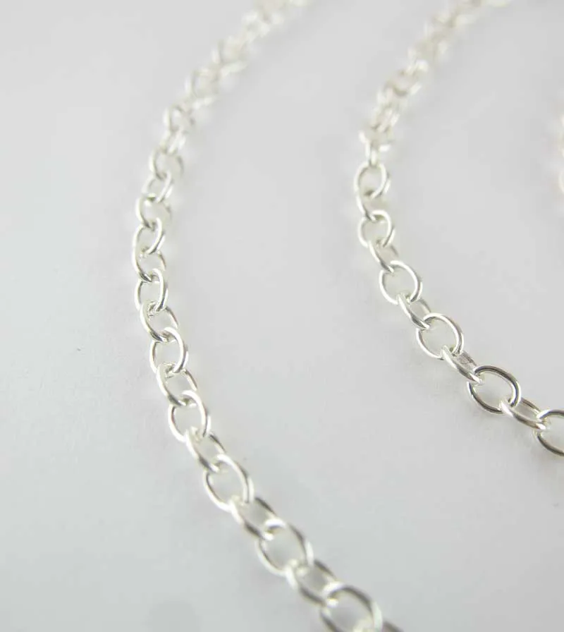 2.3 mm Simple Cable Chain, Unplated Sterling Silver