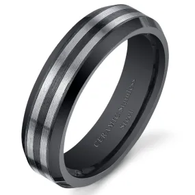 6mm Unisex Stainless Steel and Ceramic Band size 5.5