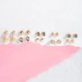 Accessorize London Women's Hammered Metal Stud Earrings 10 Pack