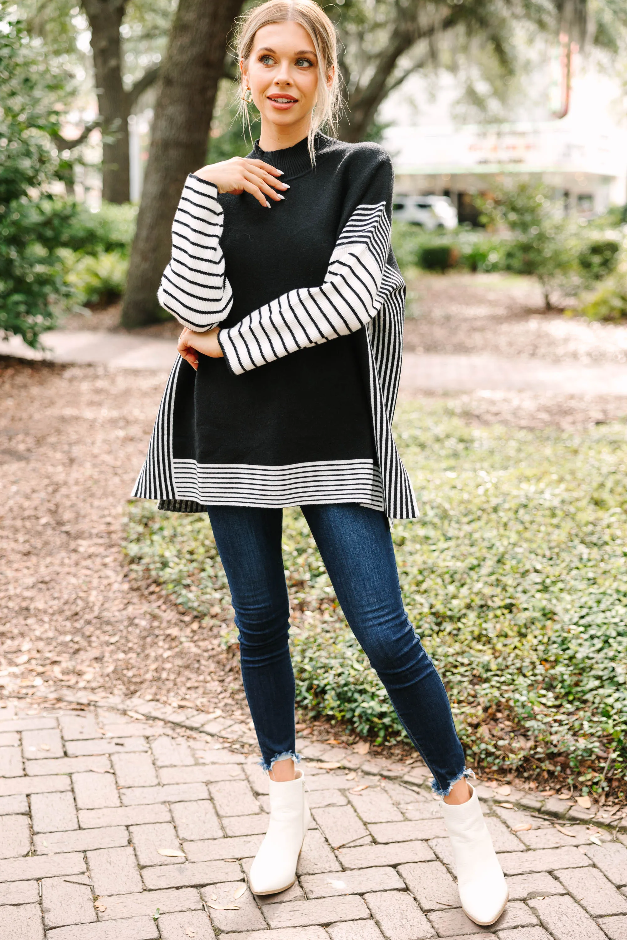 All In Black Striped Tunic