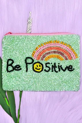 BE POSITIVE beaded clutch