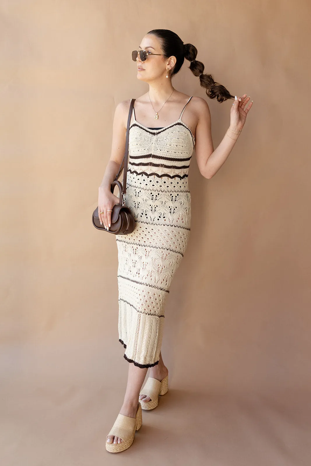 bianca crochet striped maxi dress