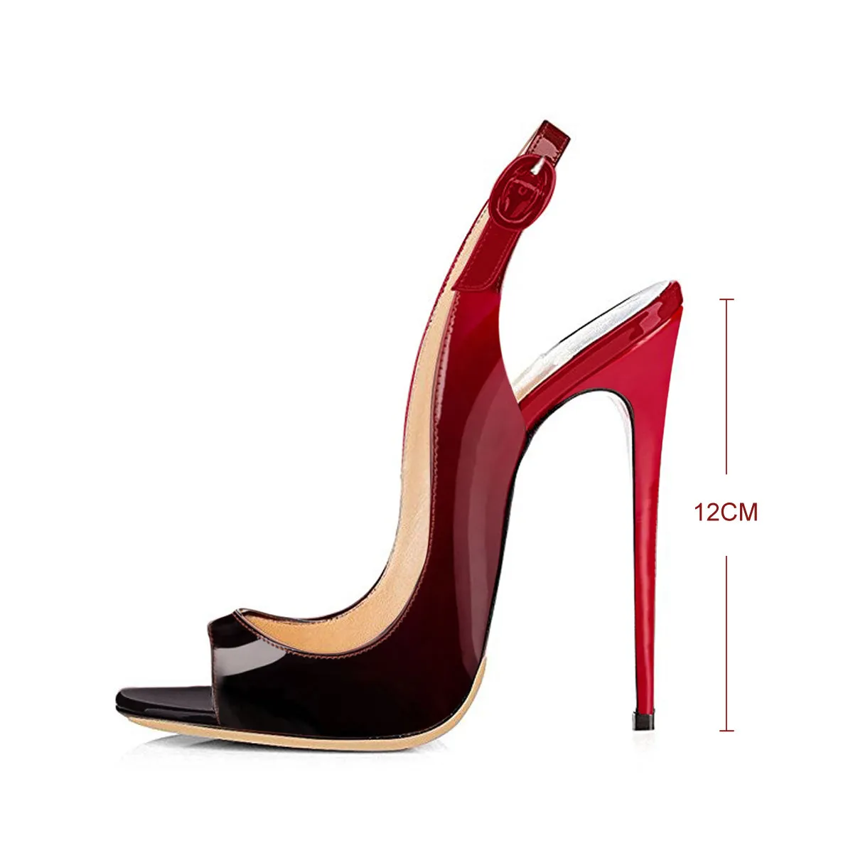 Black Red Gradient Open Toe High Heels Slingback Sandals