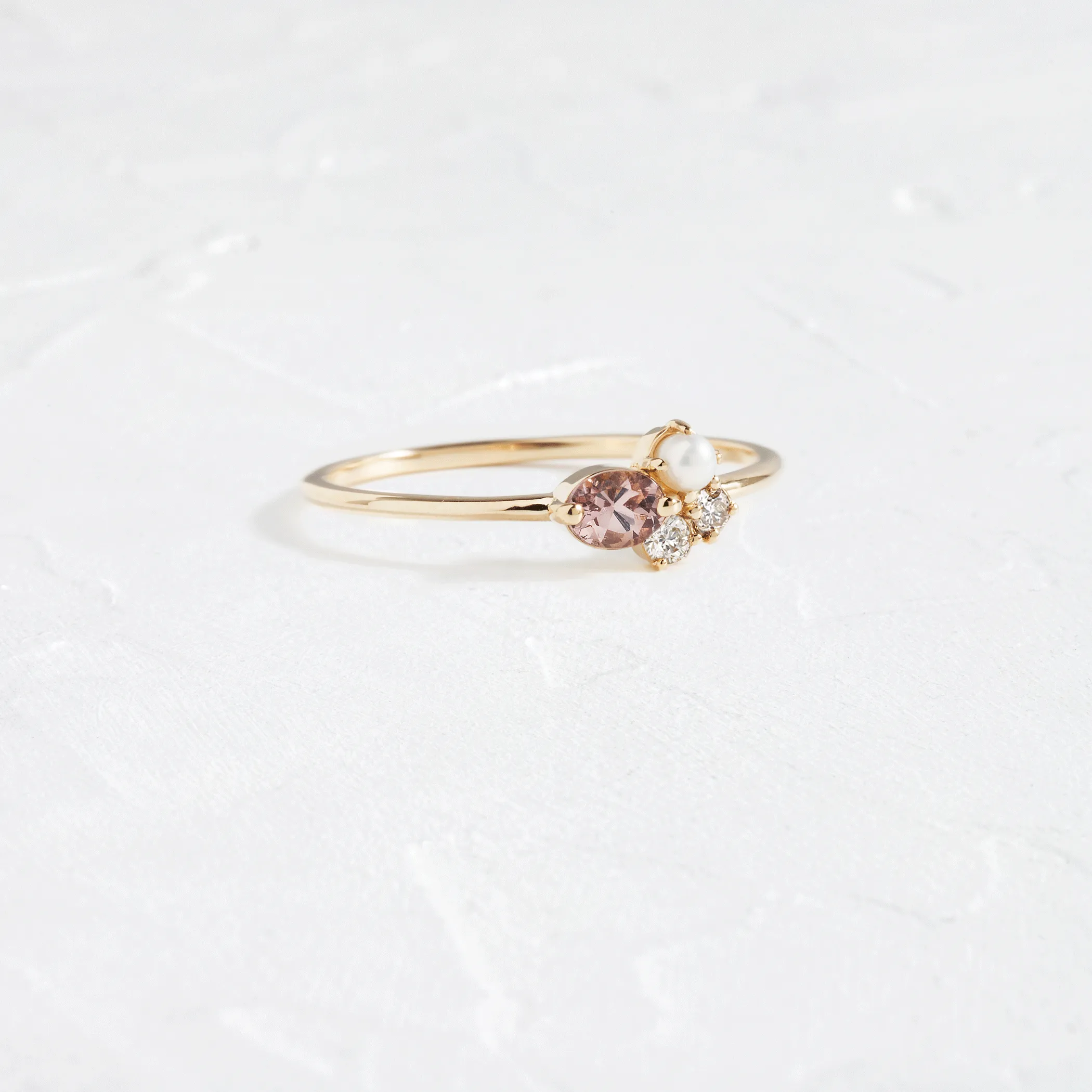 Blush Mini Cluster Ring in White - OOS