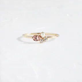 Blush Mini Cluster Ring in White - OOS