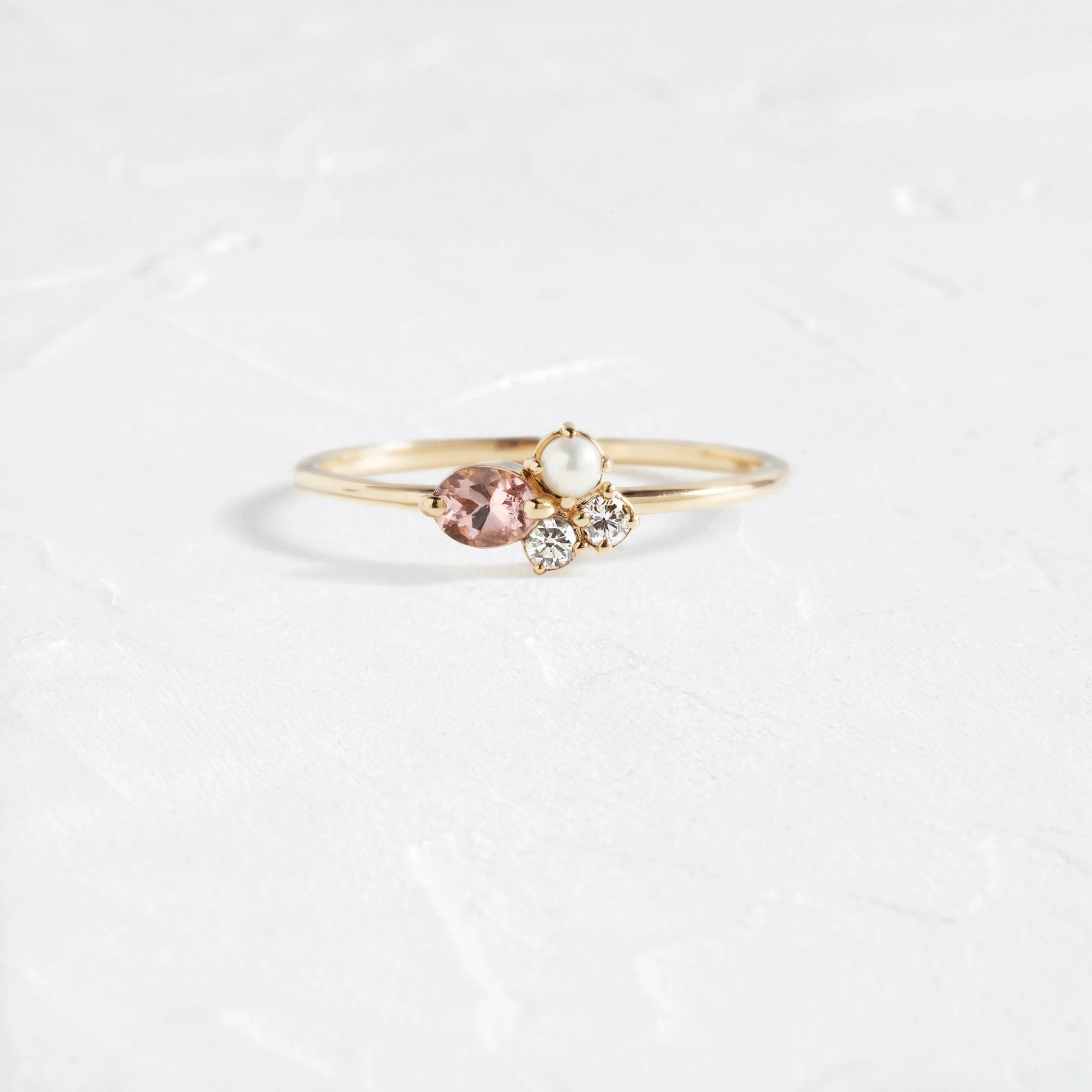 Blush Mini Cluster Ring in White - OOS