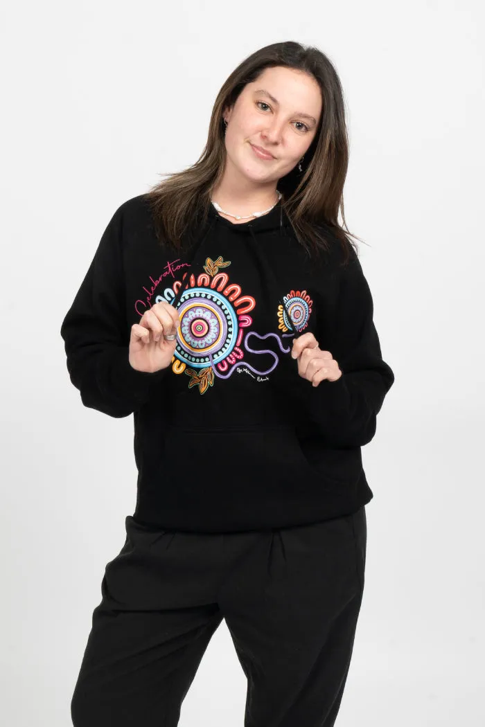 Celebration Black Cotton Blend Women's Hoodie