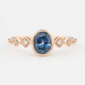 Celeste Ring 0.80ct Oval Blue Montana Sapphire, 14k Rose Gold (One of a kind)