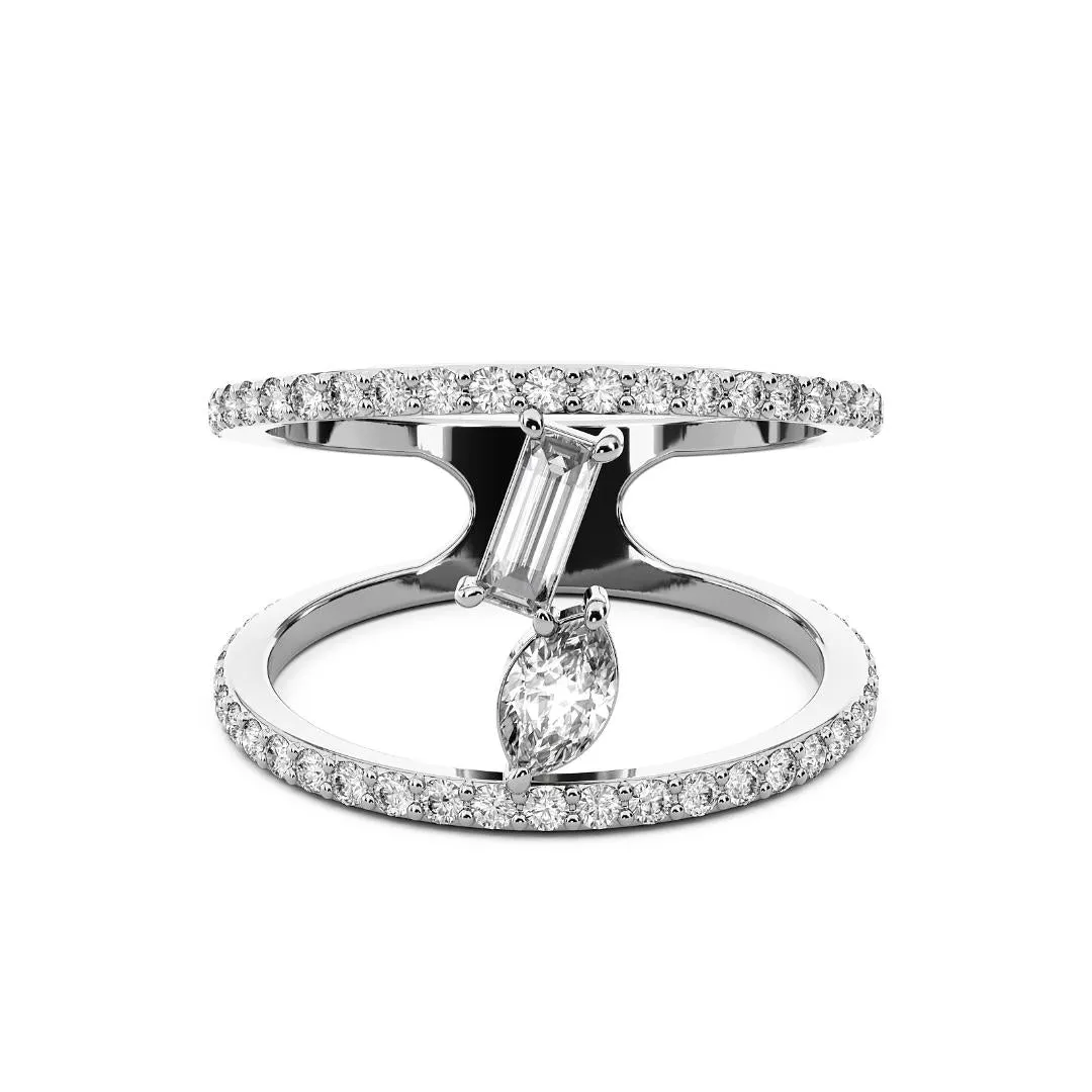 Chorost & Co. Private Collection 14K White Gold 0.75ct Multi Stone Diamond Duo Ring