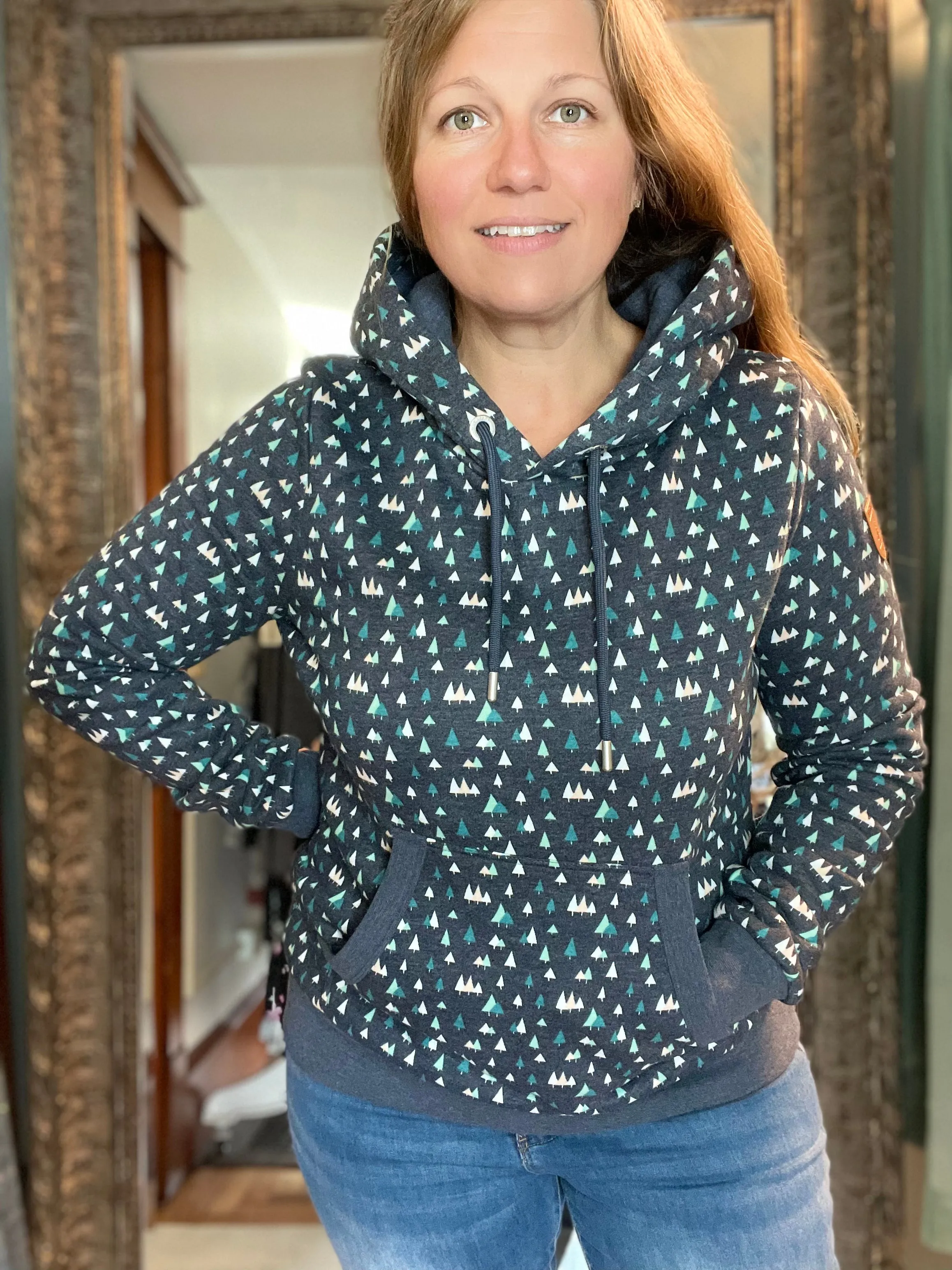 Crystal Navy Pine Tree Hoodie by Wanakome