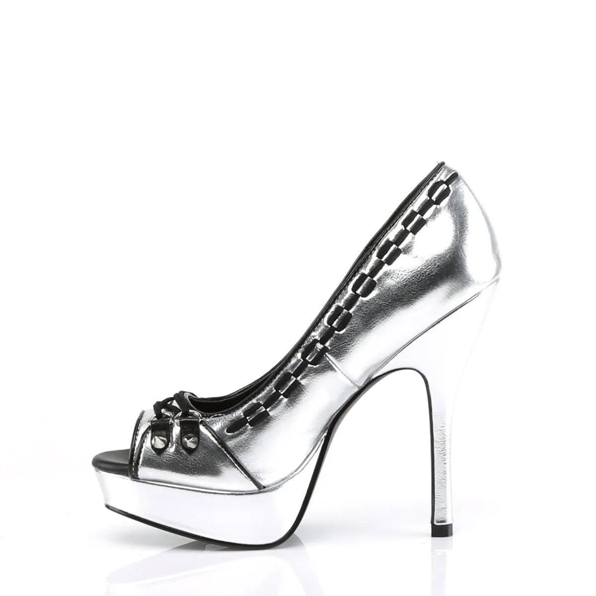 Demonia PIXIE-18 | Silver Vegan Leather Platform Heels