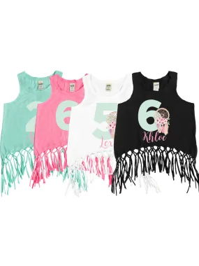 Dreamcatcher Sleeveless Fringe Girls Shirt - Personalized