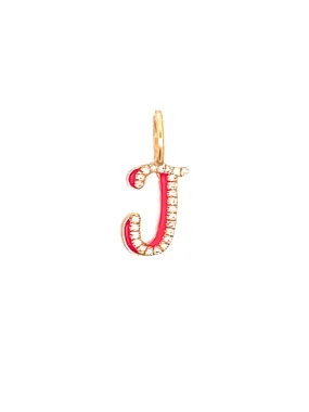 Enamel Diamond Initial 14k -J