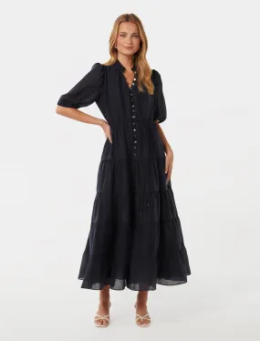 Evelyn Short Sleeve Button Down Midi Dress