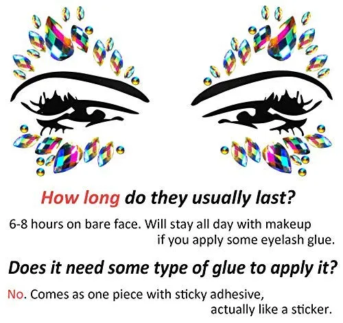 Face Jewels Tribal Face Bindi Sticker Sets 16 Different Styles Faceted Marquis Teardrop Iridescent Clear Colored Gold Diamond Shaped Accent Your Eyes Check Them Out!