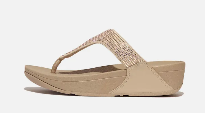 FitFlop Lulu Crystal Toe-Post Sandals | Latte Beige   Black