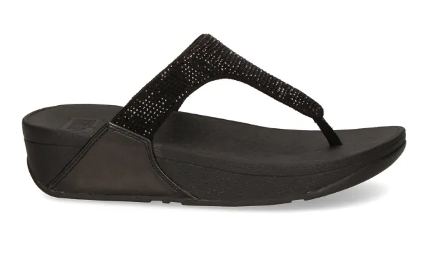 FitFlop Lulu Crystal Toe-Post Sandals | Latte Beige   Black