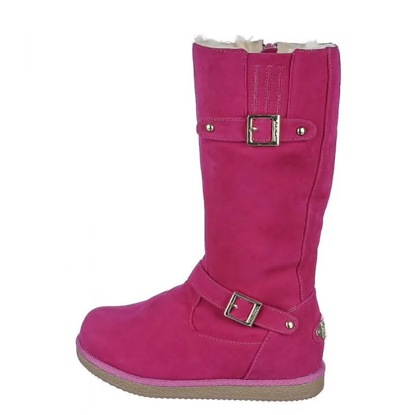 FUCHSIA URBAN BUCKLE FUR INTERIOR TODDLER BOOTS