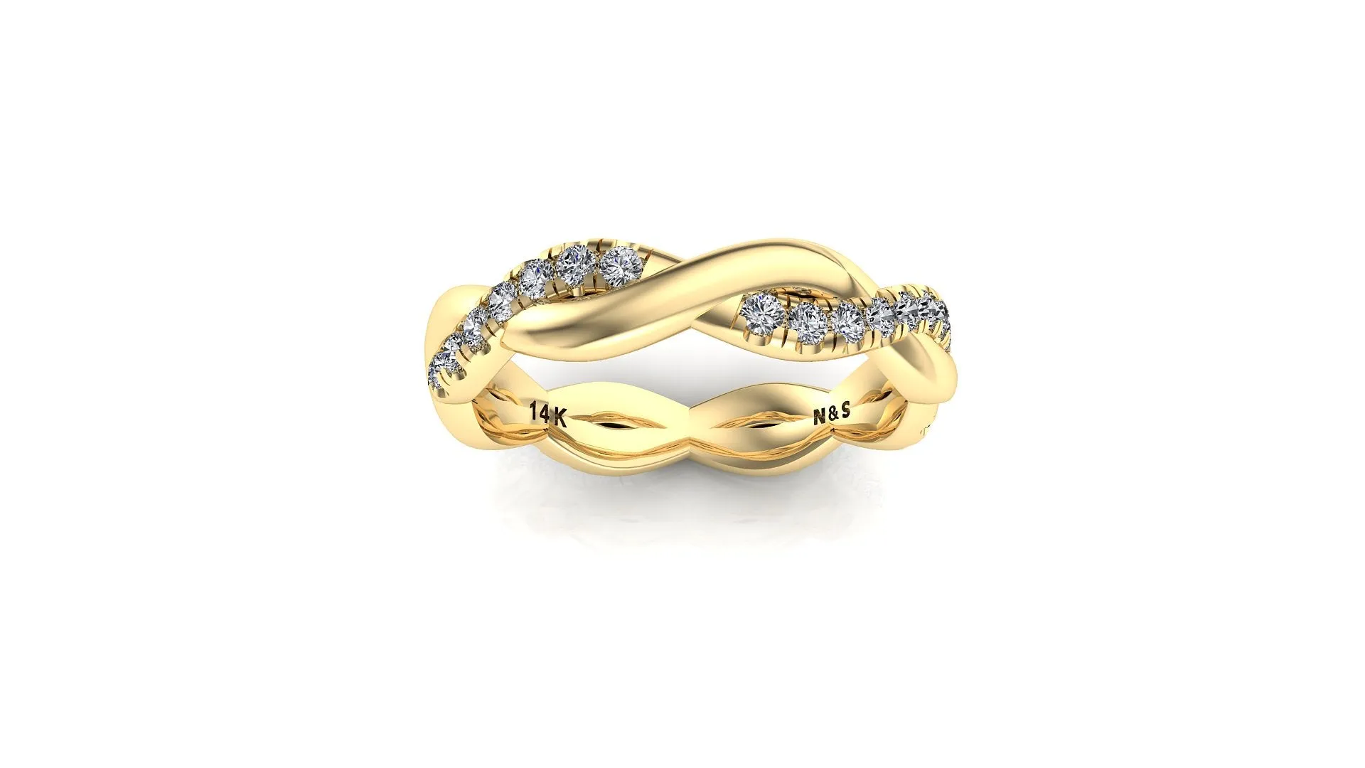 Kylie Half Diamond Closed Twist Eternity Diamond Band 0.44 ct tw Round-cut 14K Gold BAN075