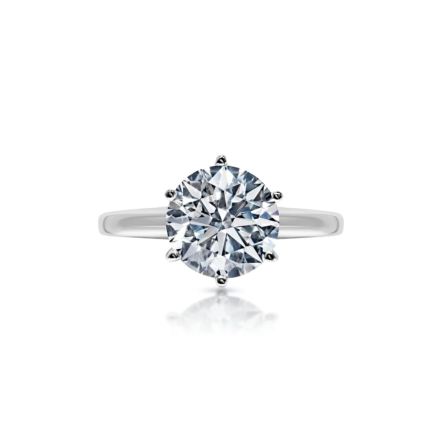 Lisbeth 3 Carat G VS2 Round Brilliant Diamond Solitaire Engagement Ring in 14k White Gold