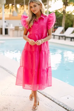 More Good Days Fuchsia Pink Midi Dress