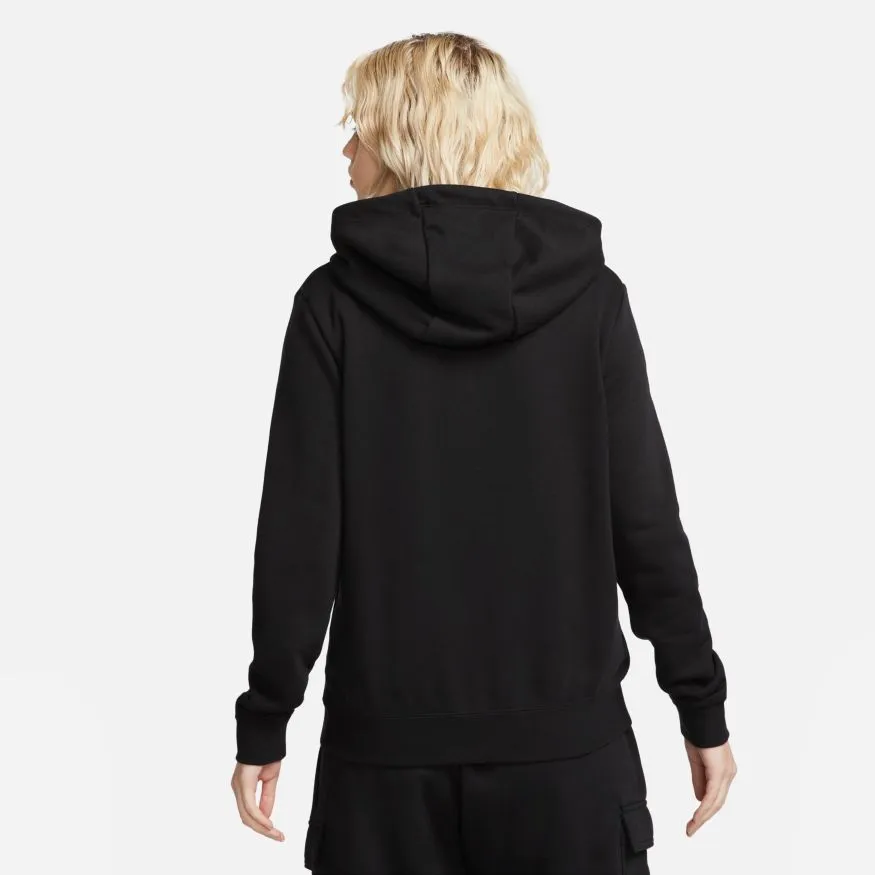 NIKE WOMEN'S SPORTSWEAR CLUB FLEECE FUNNEL-NECK BLACK HOODIE