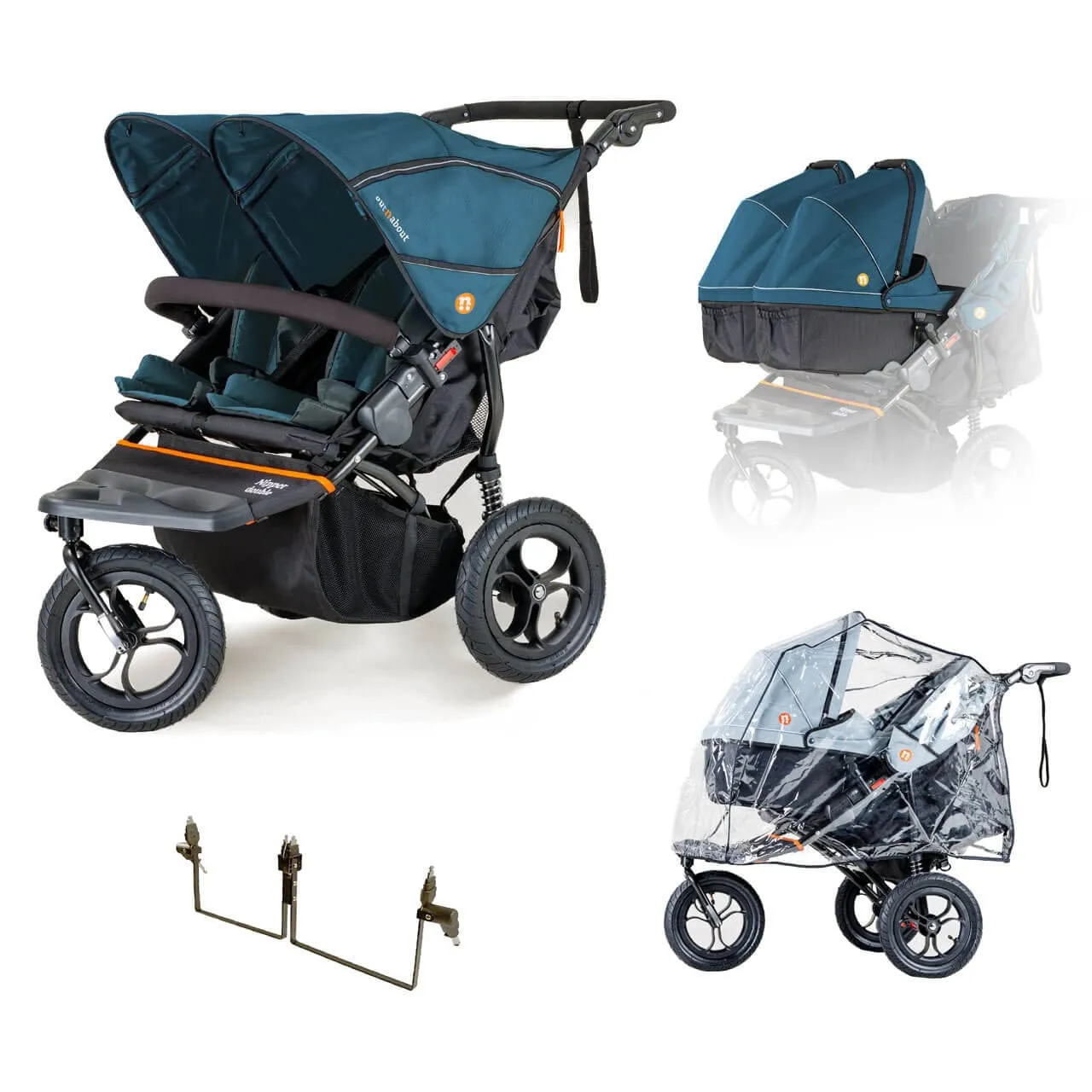 Out n About Nipper V5 Double Pushchair Twin Bundle - Highland Blue