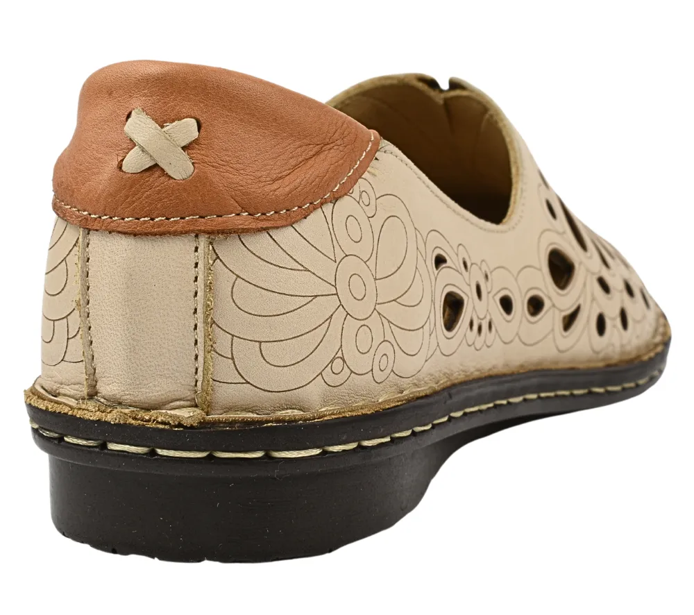 Pantofi casual, dama, ANNA VIOTTI, D27-2104 bej, piele naturala