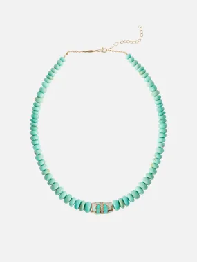 Pavé Diamond Opal Inlay Turquoise Beaded Necklace