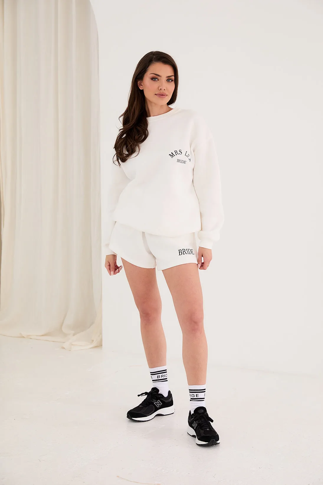 Personalised Bridal Sweat Short - White / Black