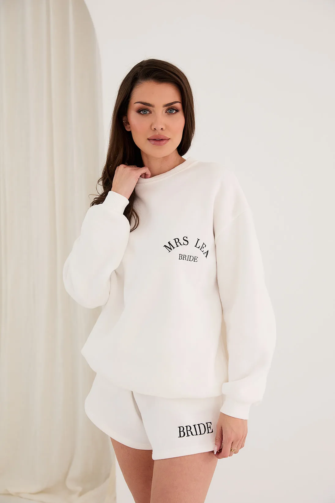 Personalised Bridal Sweat Short - White / Black