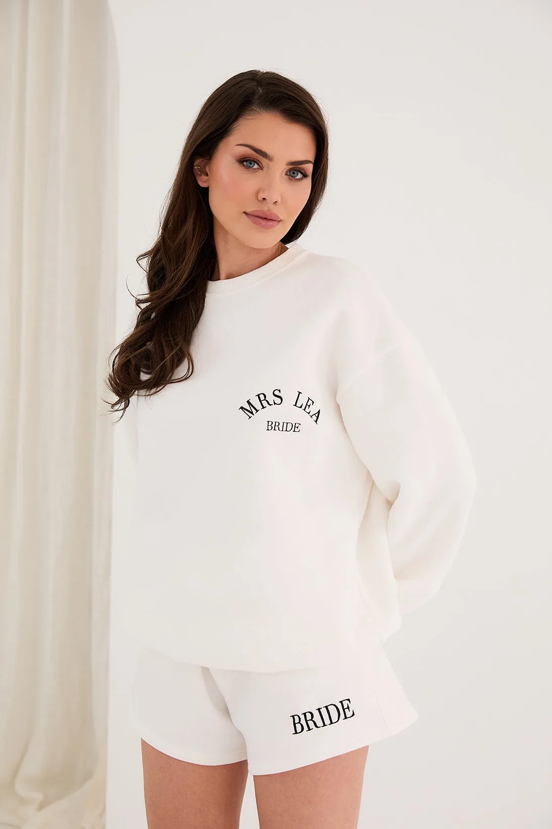 Personalised Bridal Sweat Short - White / Black