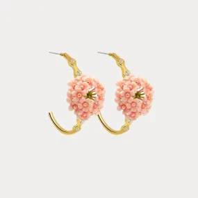 Pink Verbena Hoops Earrings