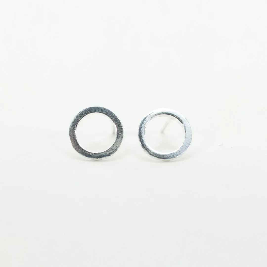 Silver Medium Open Circle Studs