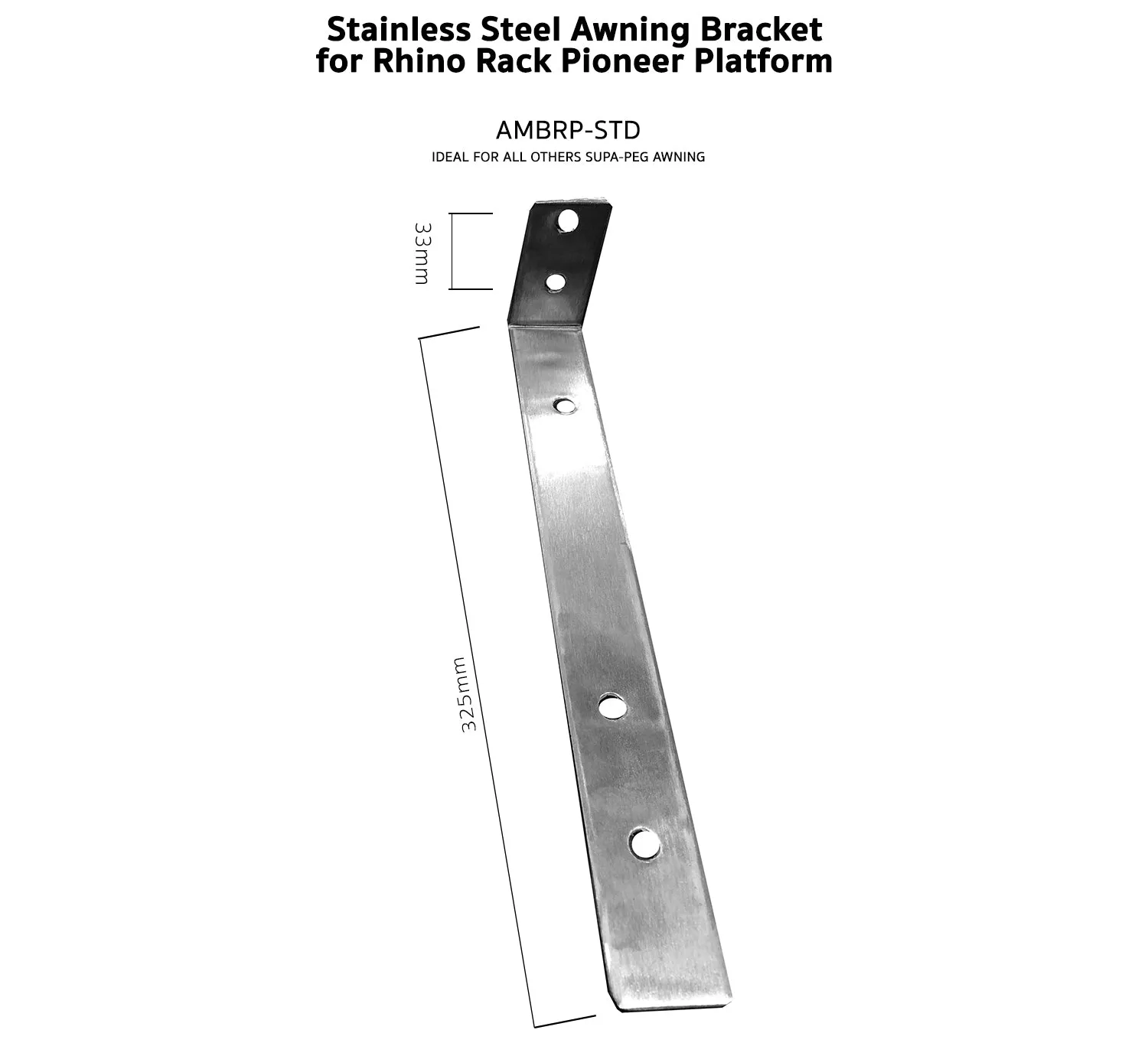 Stainless Steel Awning Bracket to suit Rhino Rack Pioneer Platform (PAIR)