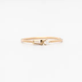 Tapered Baguette and Prong Diamond Ring