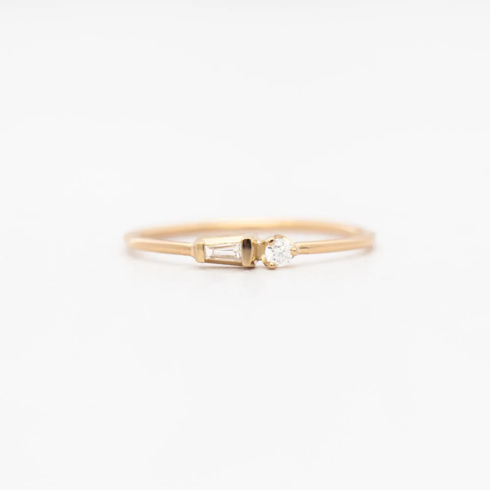 Tapered Baguette and Prong Diamond Ring