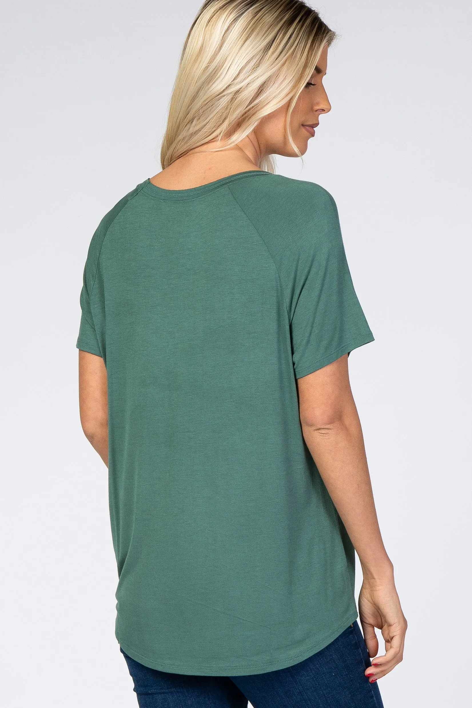 Teal V-Neck Short Sleeve Top