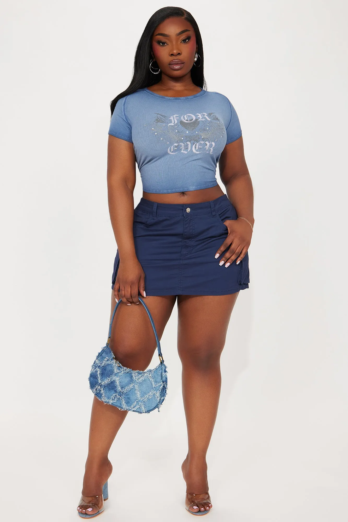 Your Forever Rhinestone Tee - Blue/combo